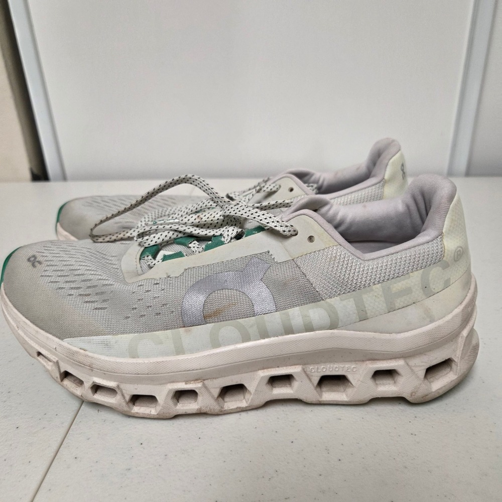 On Running Cloudmonster Undyed White Green Mens Size 9 Running Shoes 61.99025